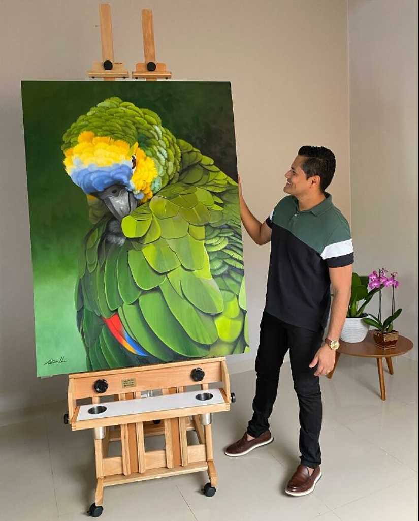 Pinturas realistas de aves de Petterson Silva