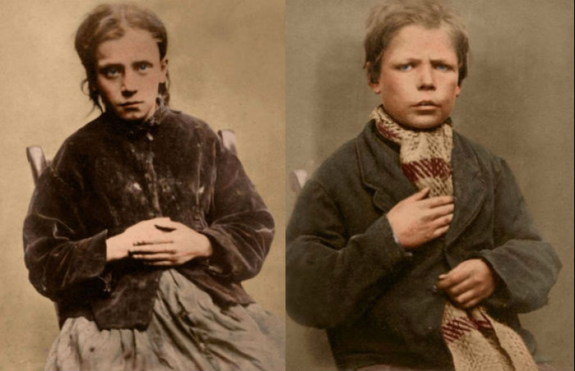 Portraits of children of the XIX century, sentenced to hard labor and prison for petty theft