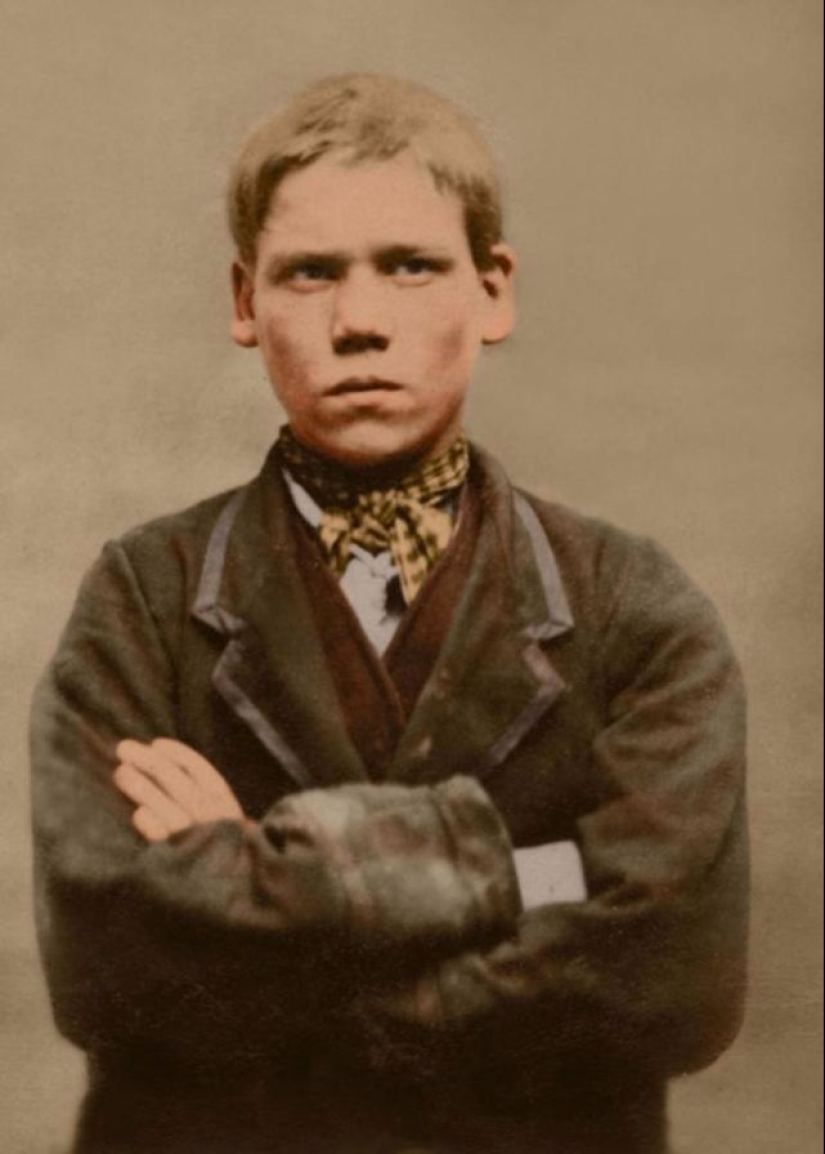 Portraits of children of the XIX century, sentenced to hard labor and prison for petty theft