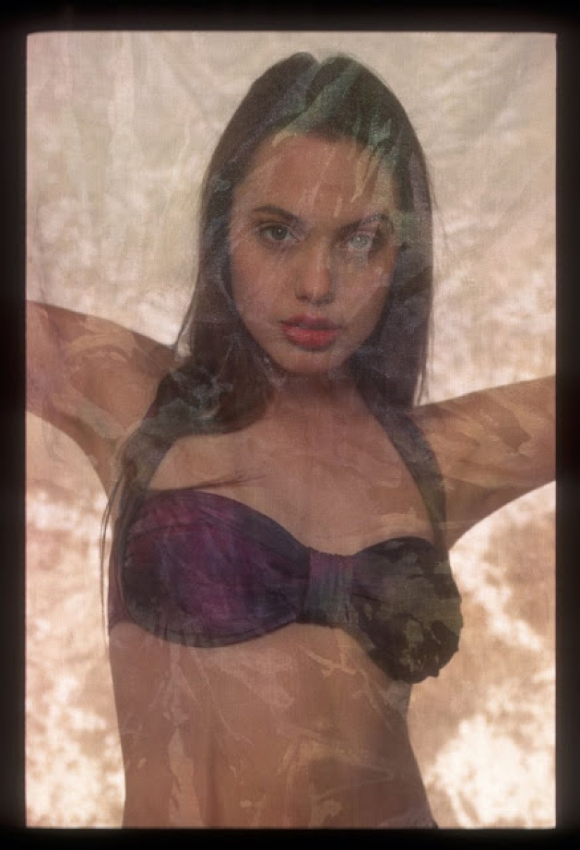 Rare shots from a photo shoot of 16-year-old Angelina Jolie in underwear