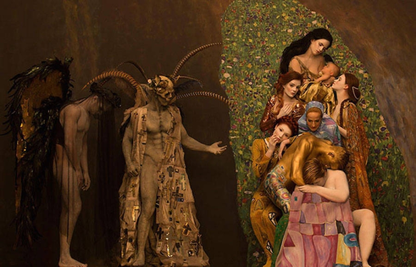 Real models recreated the famous paintings of Gustav Klimt