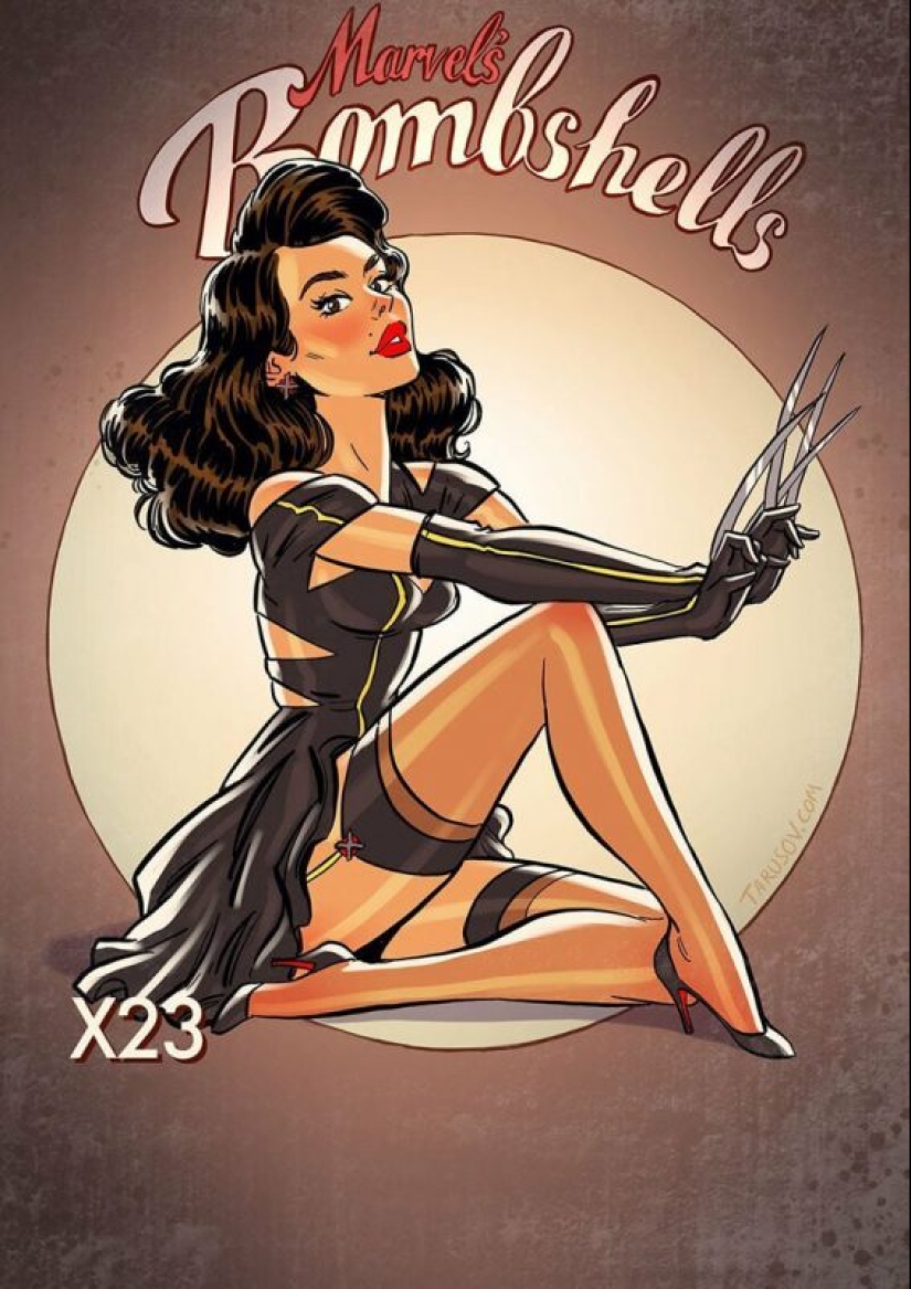 Russian pin-up girl from Andrew Tarusova: including heroes of the Marvel universe you've never seen