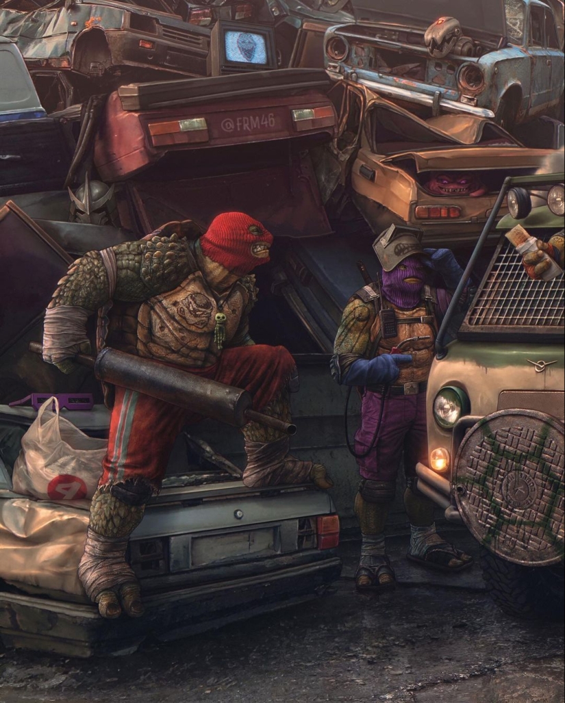 Russian Teenage Mutant Ninja Turtles from the dashing 90s according to Evgeny Zubkov