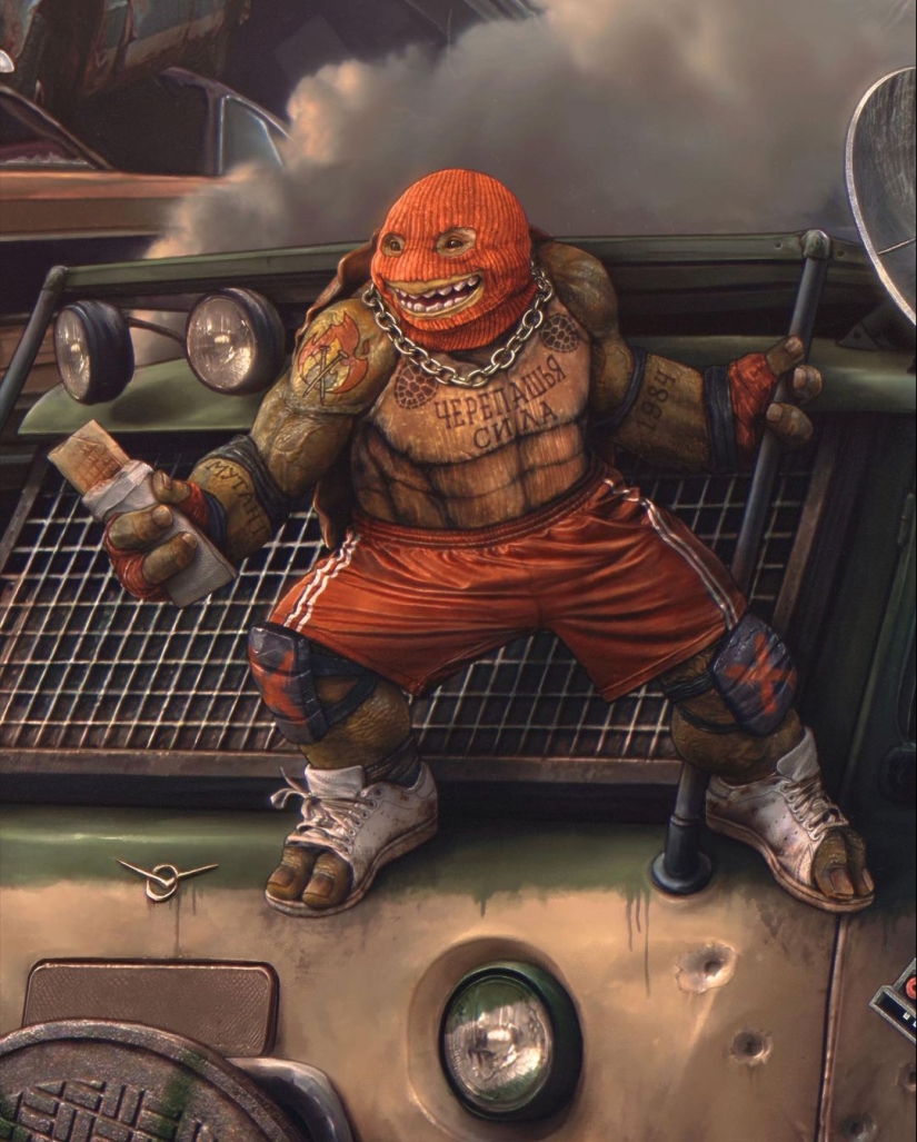 Russian Teenage Mutant Ninja Turtles from the dashing 90s according to Evgeny Zubkov