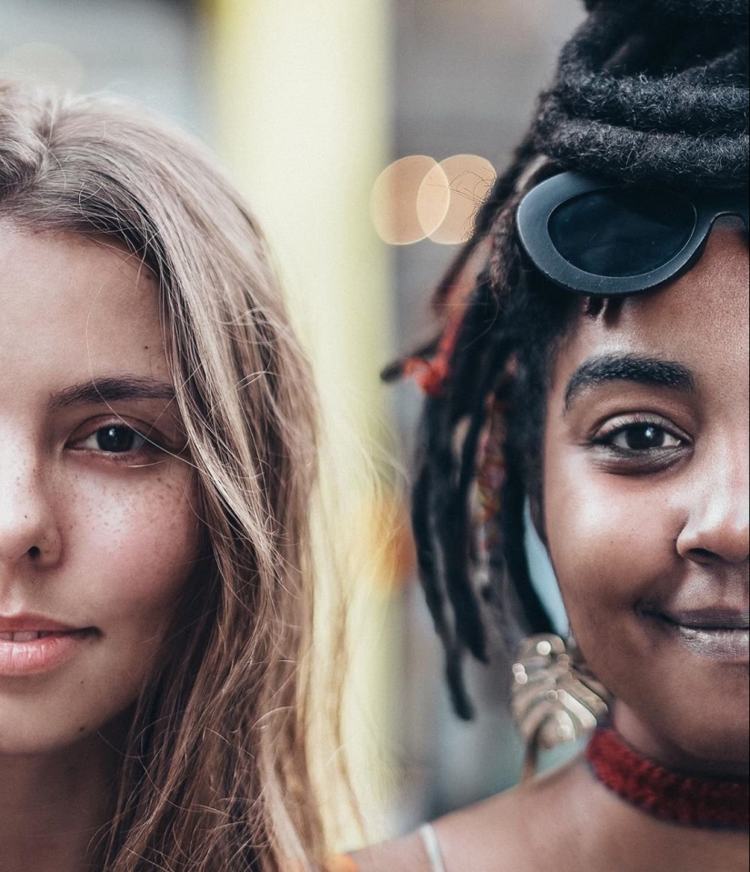 Russian woman demonstrates the beauty of girls from all over the world, making them a joint photo