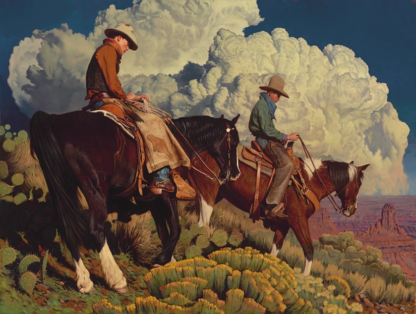 Scenes from the life of the Wild West in the beautiful paintings of Mark Marjorie