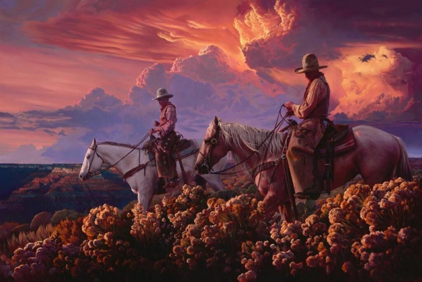 Scenes from the life of the Wild West in the beautiful paintings of Mark Marjorie