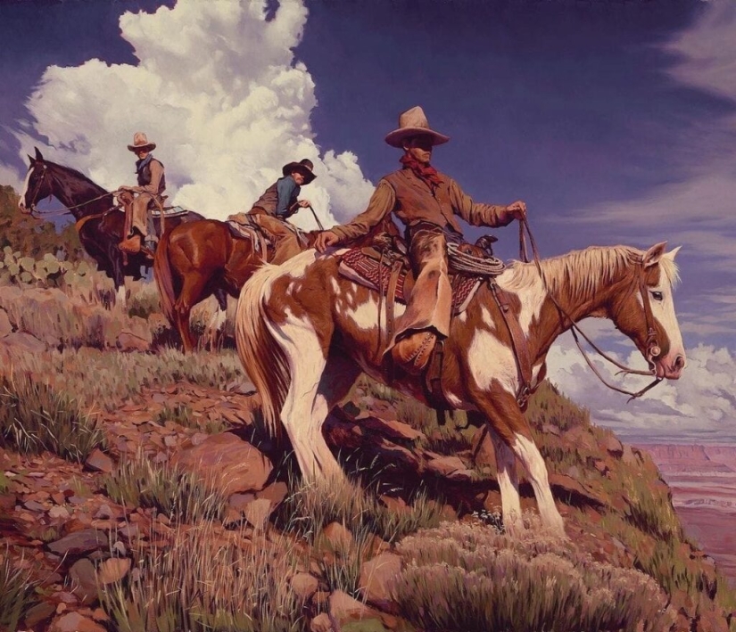 Scenes from the life of the Wild West in the beautiful paintings of Mark Marjorie