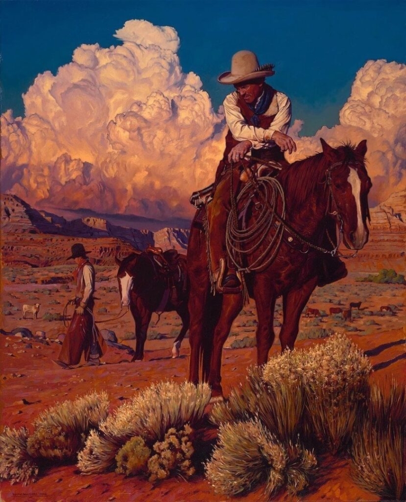 Scenes from the life of the Wild West in the beautiful paintings of Mark Marjorie