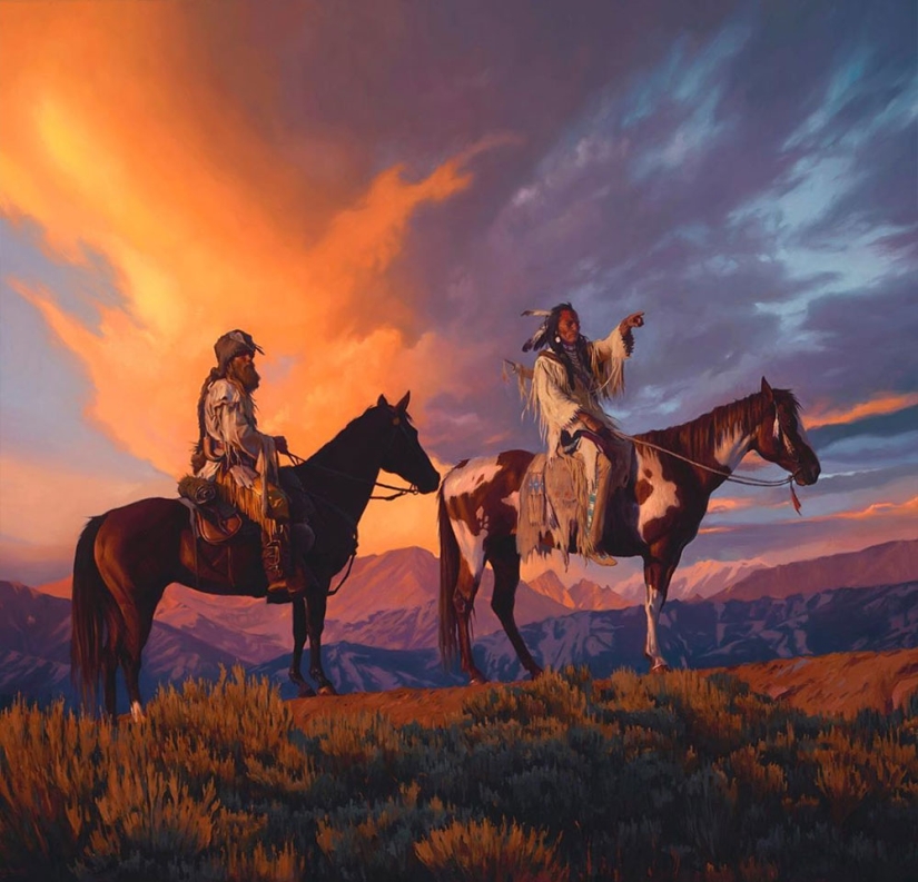 Scenes from the life of the Wild West in the beautiful paintings of Mark Marjorie