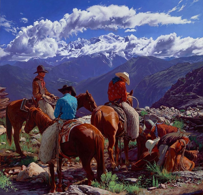 Scenes from the life of the Wild West in the beautiful paintings of Mark Marjorie