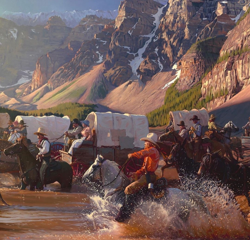 Scenes from the life of the Wild West in the beautiful paintings of Mark Marjorie