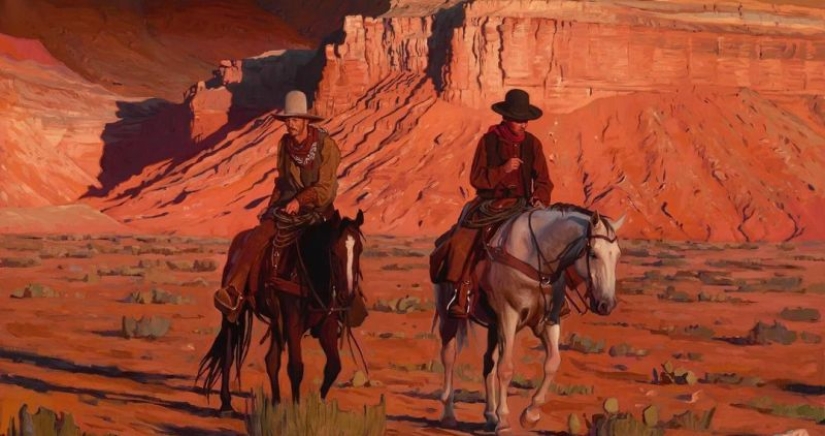 Scenes from the life of the Wild West in the beautiful paintings of Mark Marjorie