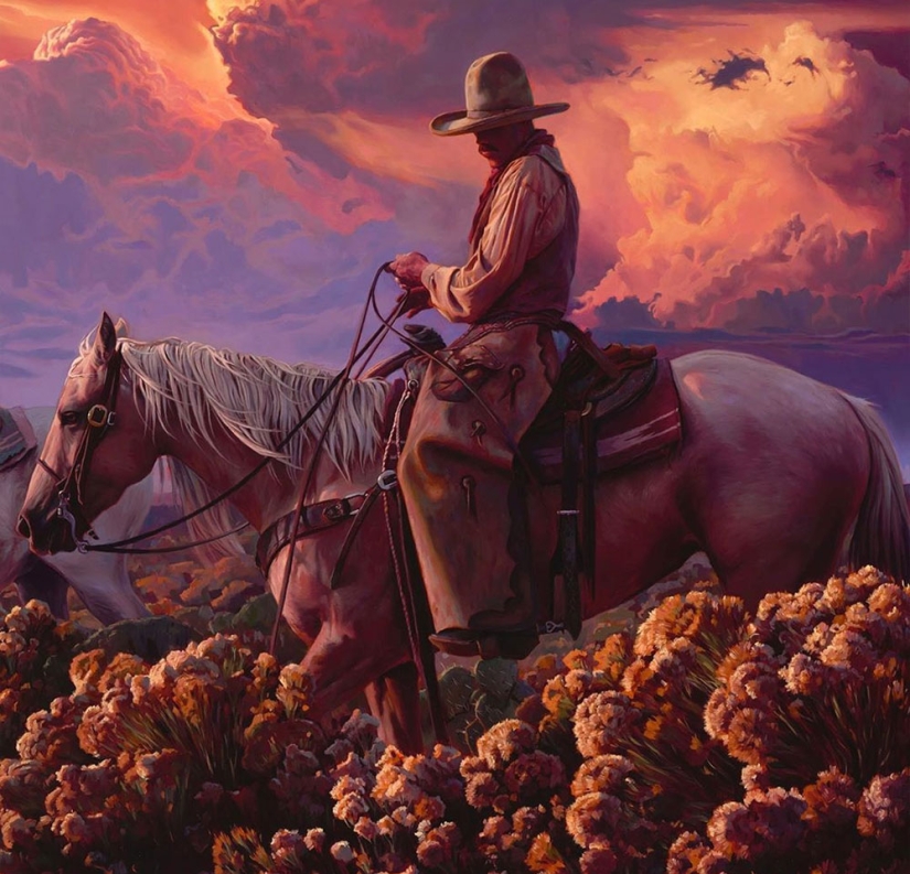 Scenes from the life of the Wild West in the beautiful paintings of Mark Marjorie