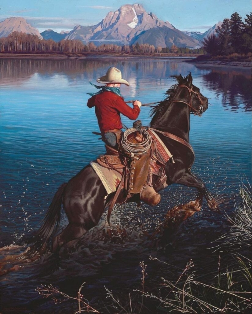 Scenes from the life of the Wild West in the beautiful paintings of Mark Marjorie