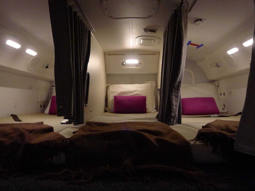 Secret bedrooms of flight attendants on long-distance flights