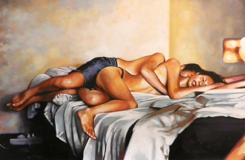 Sensual oil paintings by Thomas Saliot