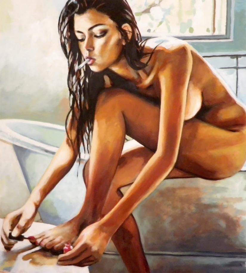 Sensual oil paintings by Thomas Saliot