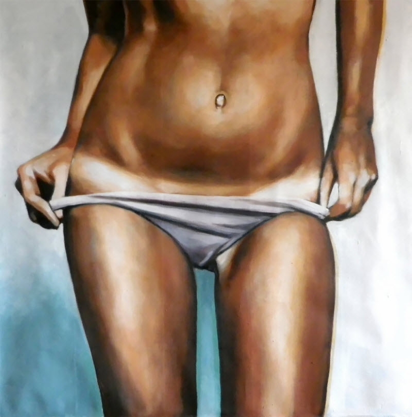 Sensual oil paintings by Thomas Saliot