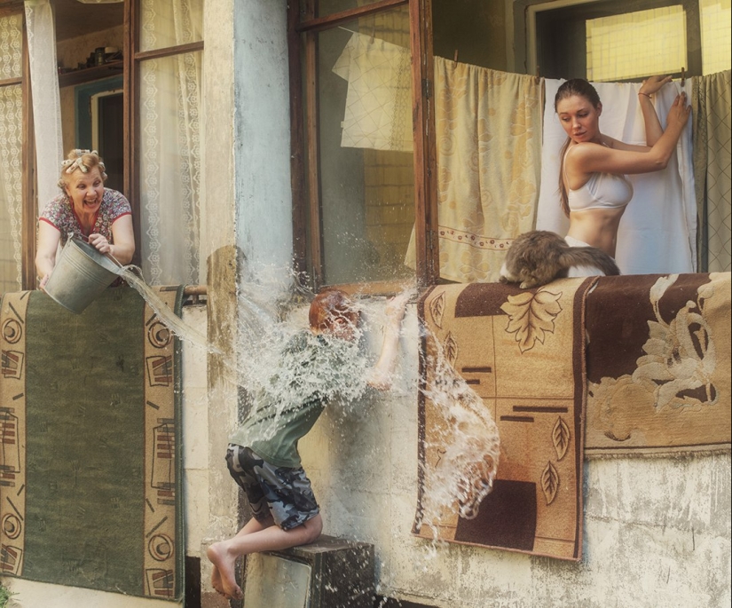 Sesión de fotos de lavanderas traviesas por un artista ucraniano