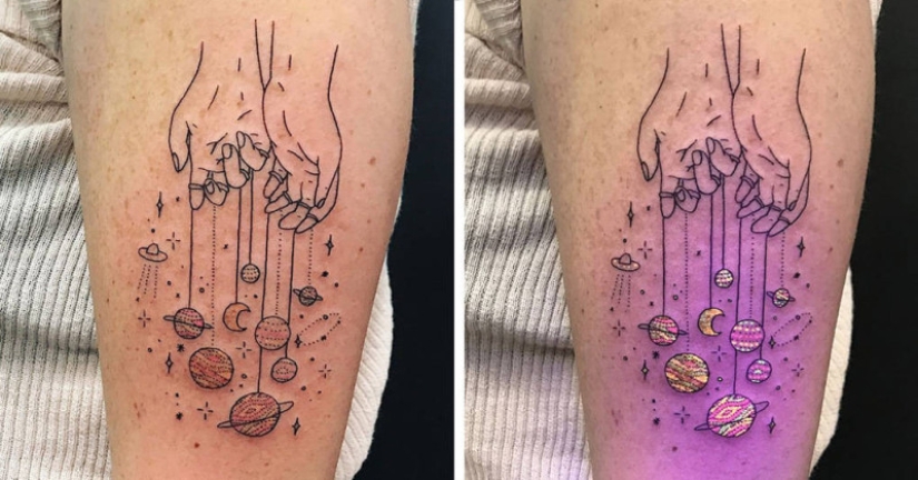 “Shine, burn, my star” - tattoos that change under ultraviolet light