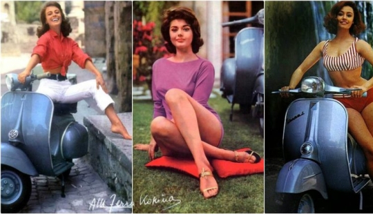 Start the engine! Famous beauties of the 60s with a Vespa scooter