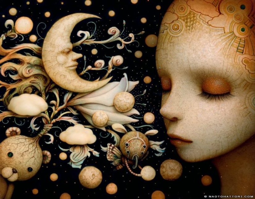 Streams of Consciousness in Naoto Hattori's paintings, similar to hallucinations