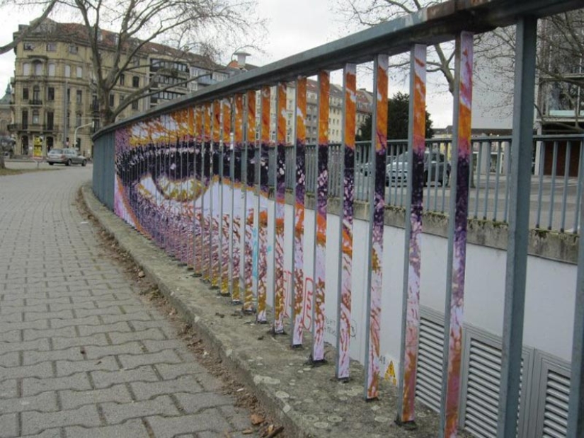 Street art on railings