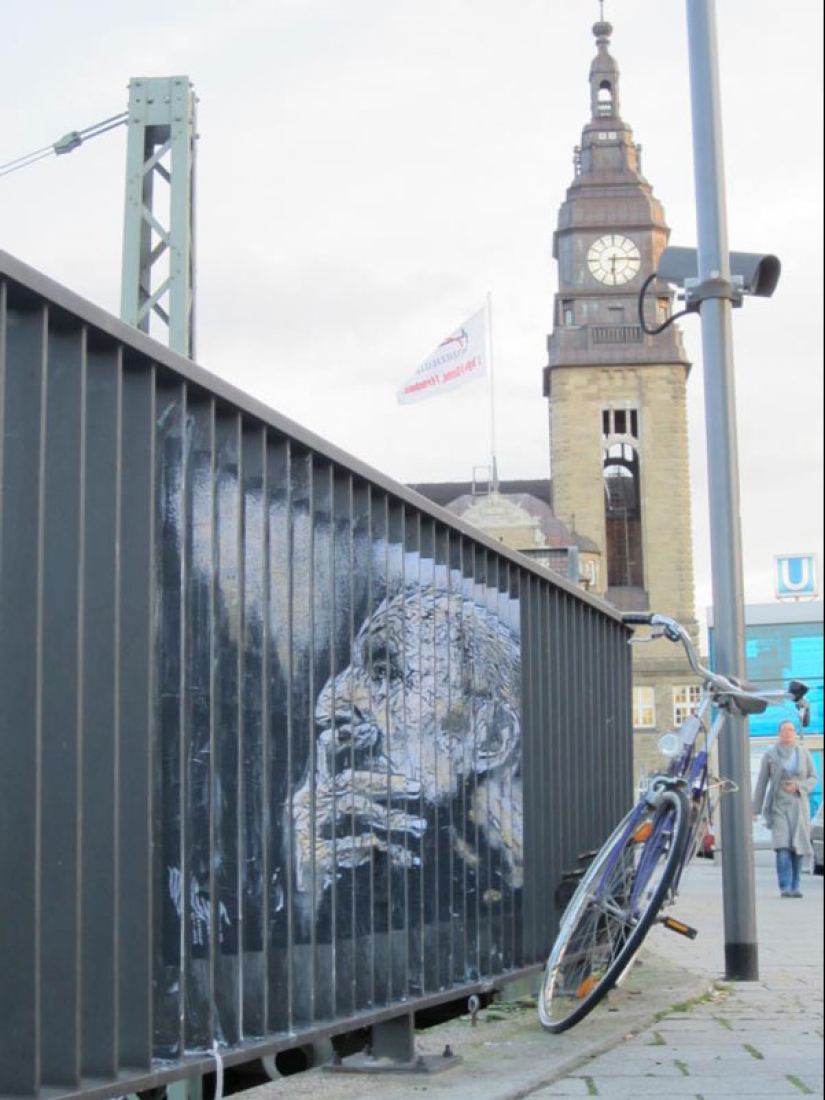 Street art on railings