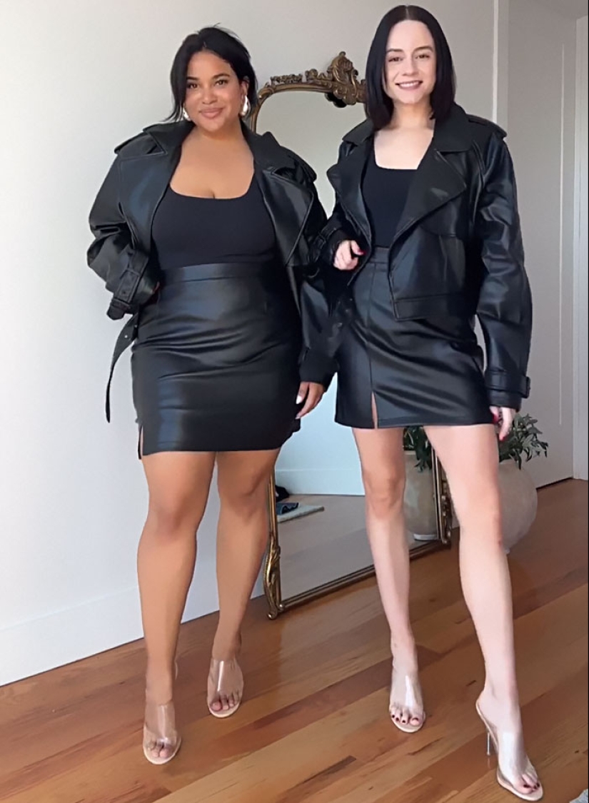 “Style, Not Size”: Two Friends Wear The Same Outfit To Show There Is No “Ideal” Body Type