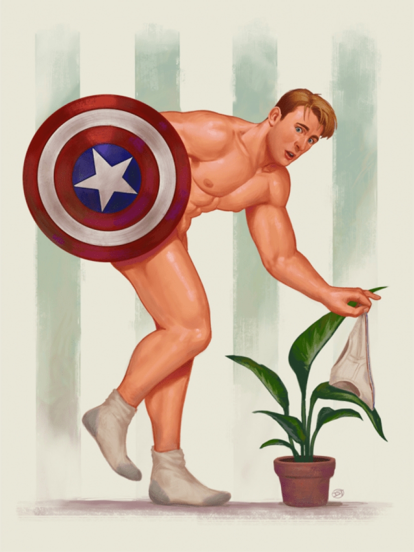 Superheroes in pin-up style by artist David Talaski-Brown