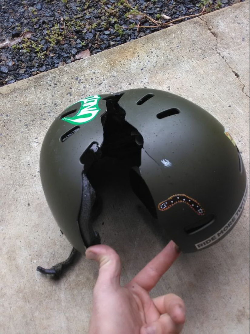 Take care of your head: accident victims shared photos of helmets that saved their lives