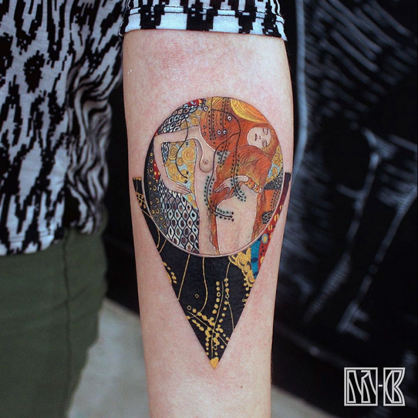 Tattoos for those who are delighted with the work of Gustav Klimt