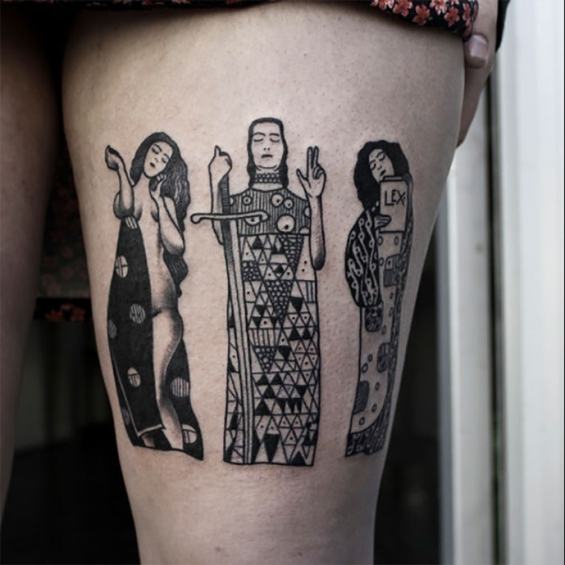 Tattoos for those who are delighted with the work of Gustav Klimt