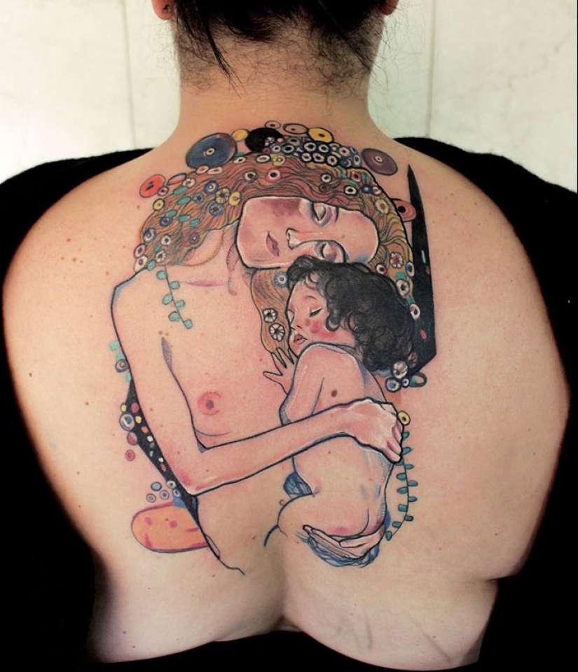 Tattoos for those who are delighted with the work of Gustav Klimt