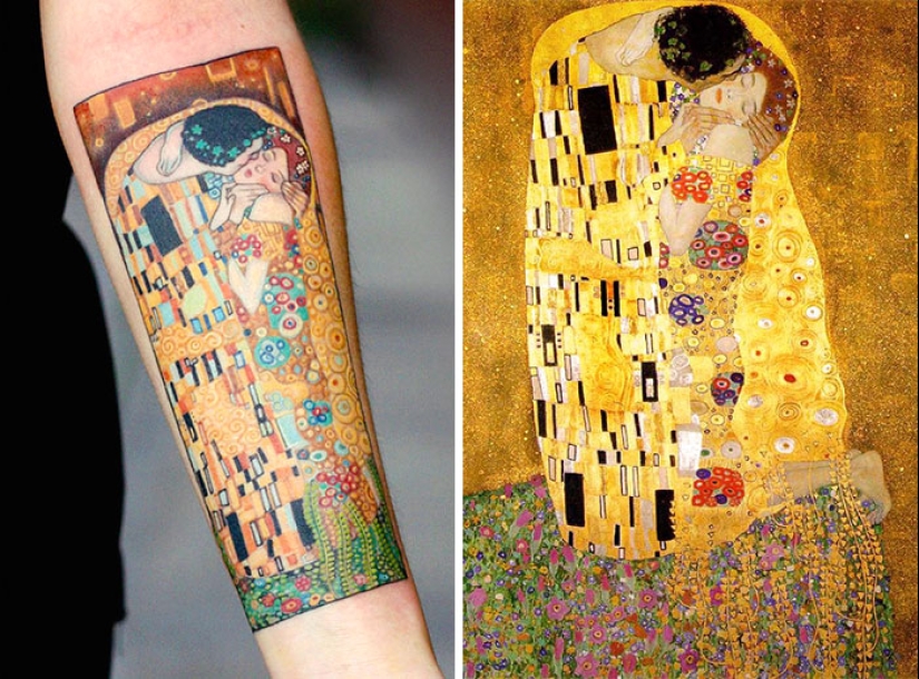 Tattoos for those who are delighted with the work of Gustav Klimt