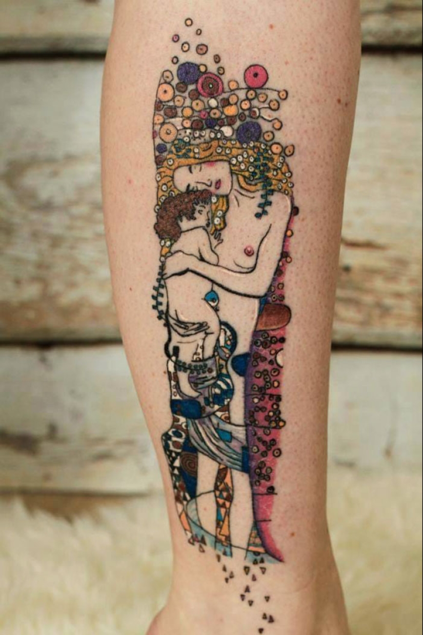 Tattoos for those who are delighted with the work of Gustav Klimt