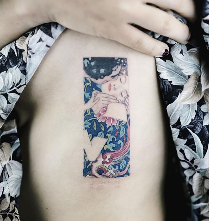 Tattoos for those who are delighted with the work of Gustav Klimt