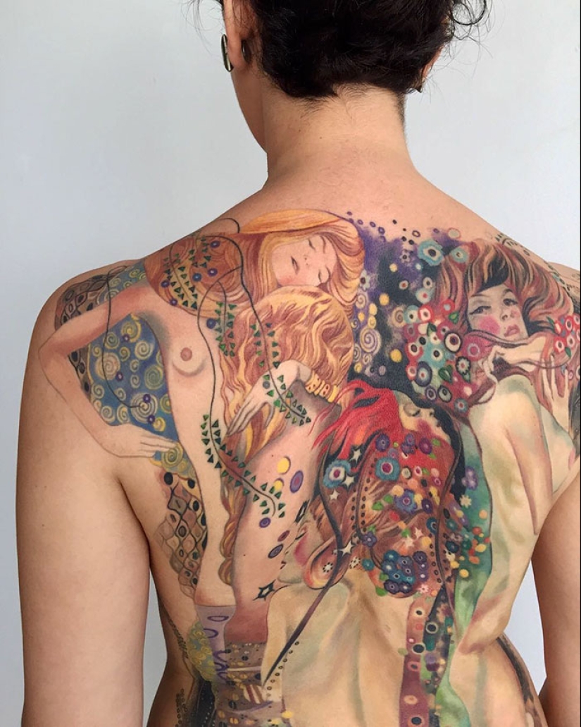 Tattoos for those who are delighted with the work of Gustav Klimt