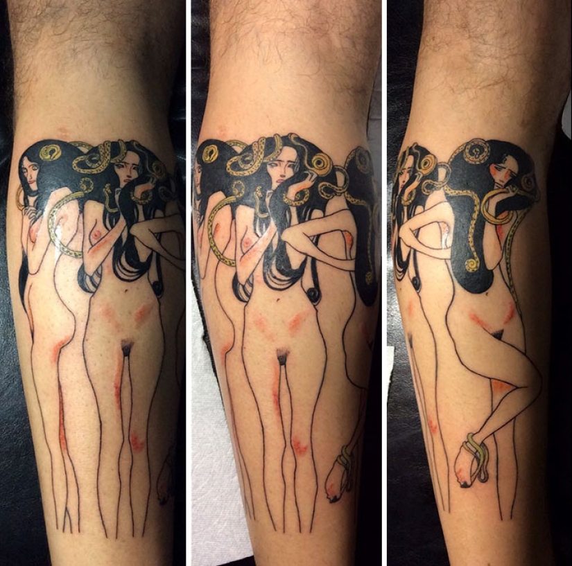 Tattoos for those who are delighted with the work of Gustav Klimt