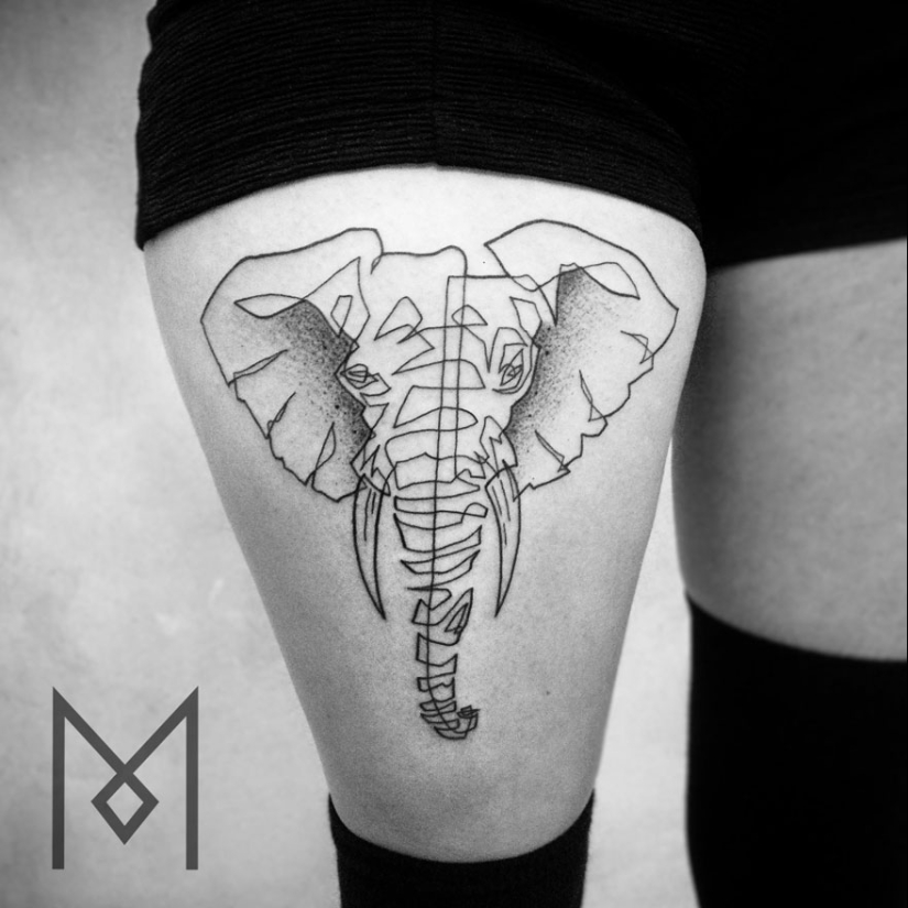 Tatuajes súper hermosos dibujados en una línea.