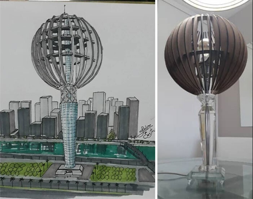 The architect from Brazil draws surreal buildings inspired by familiar objects