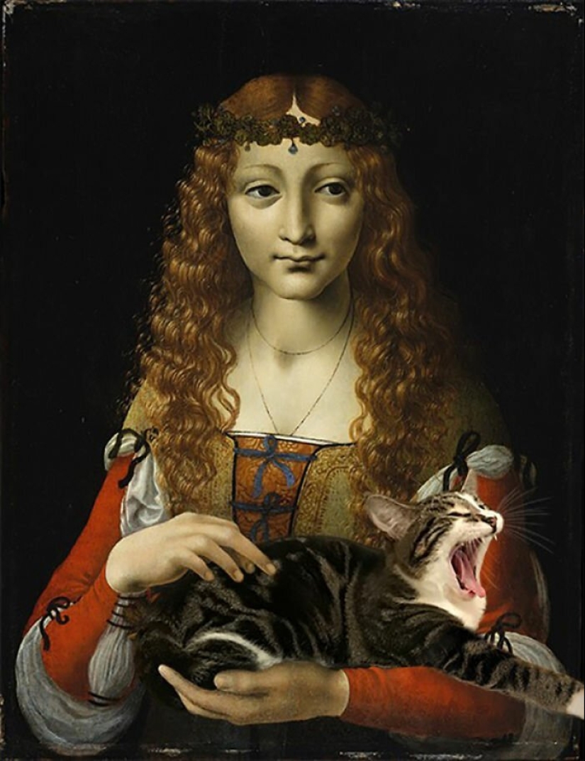 The artist made the paintings of the old masters even better by adding cats there