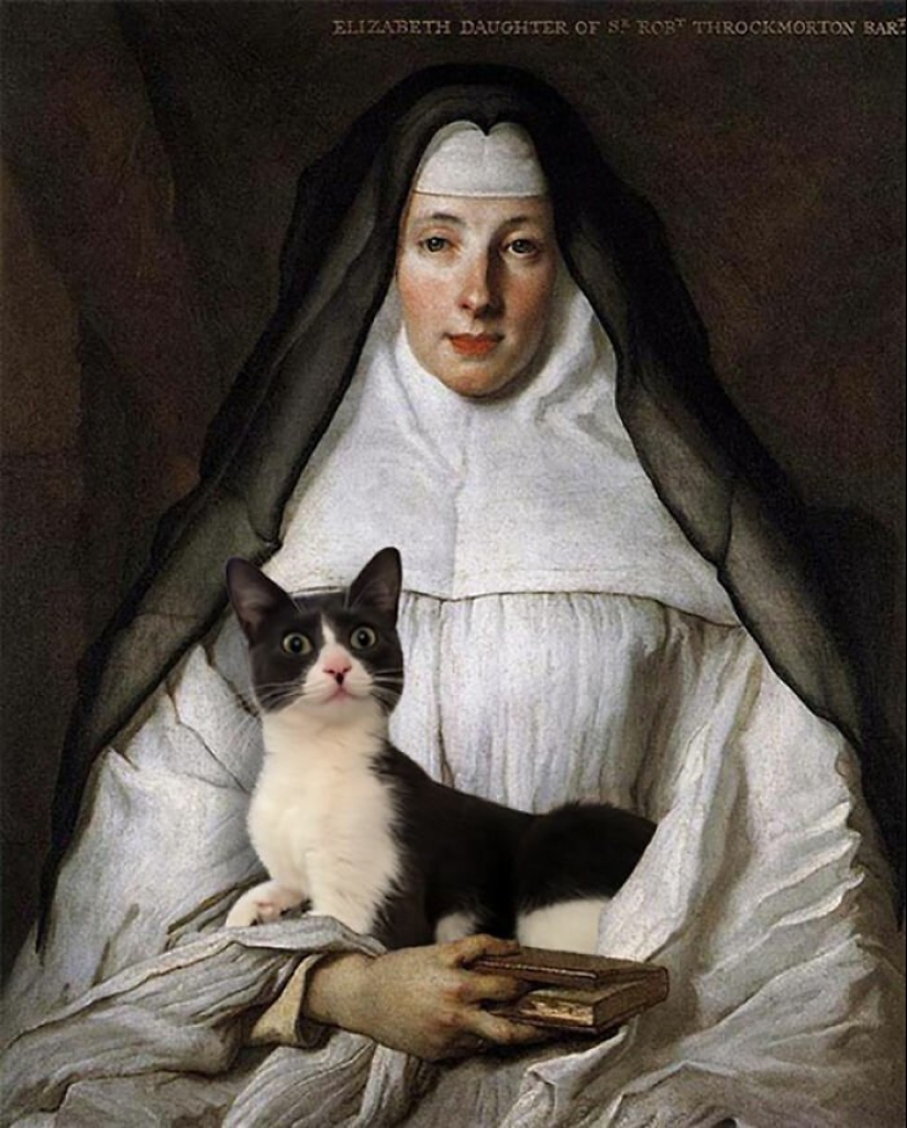 The artist made the paintings of the old masters even better by adding cats there