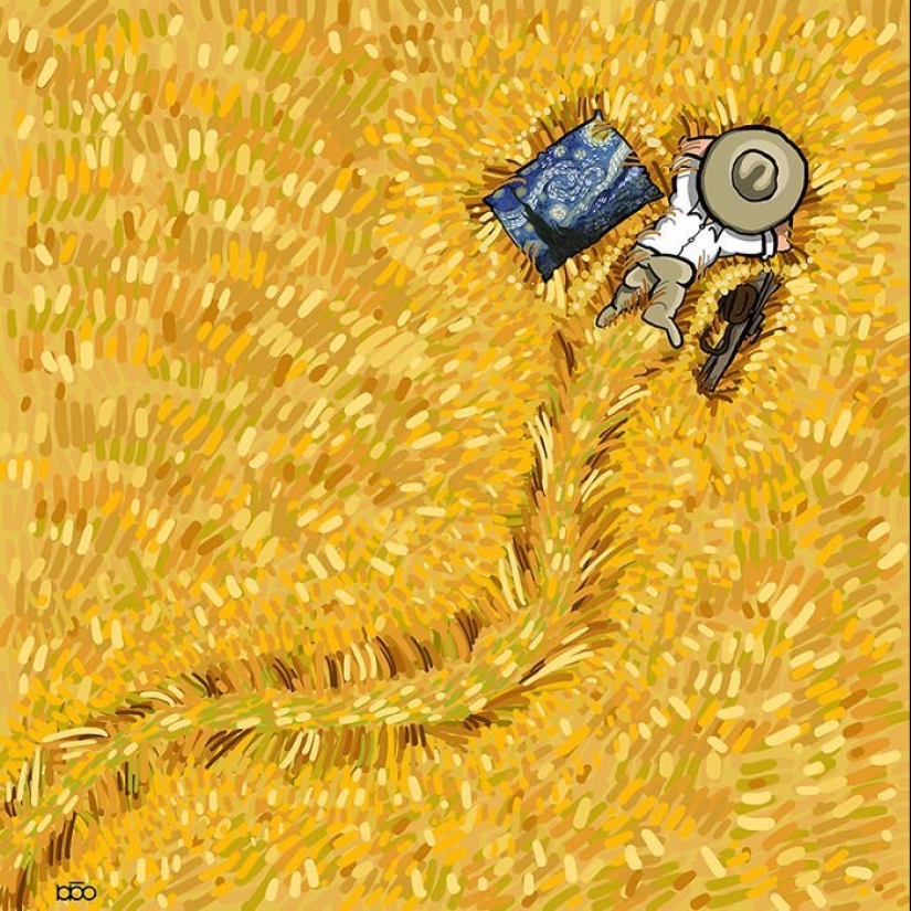 The artist painted how he sees the life of Van Gogh