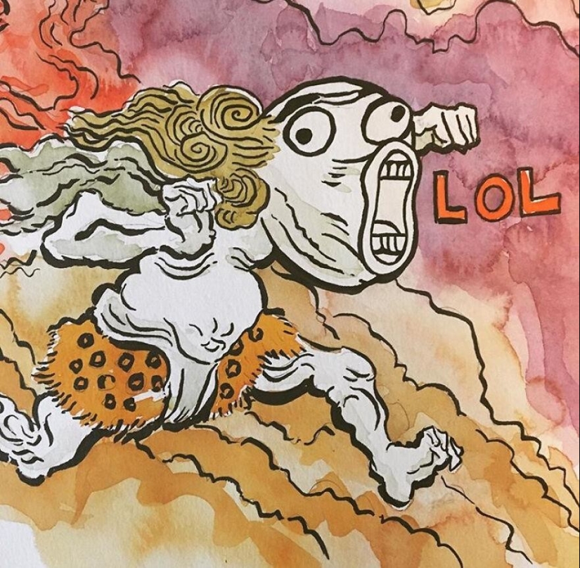 The artist recreates his favorite memes in the style of Japanese prints