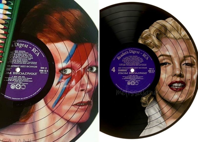 The artist turns old vinyl records into works of art