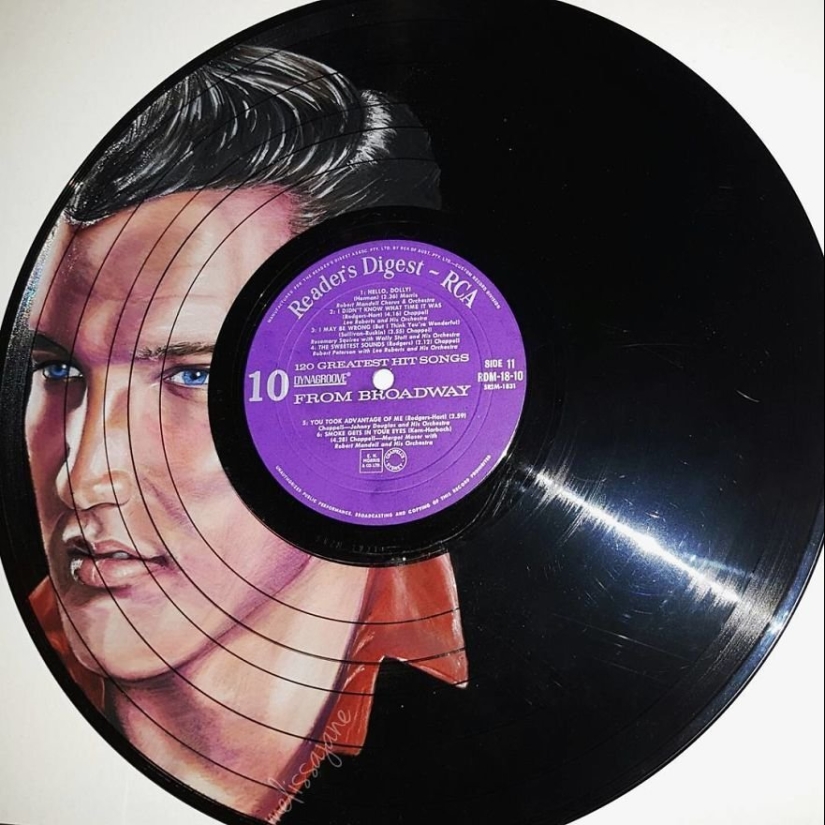 The artist turns old vinyl records into works of art