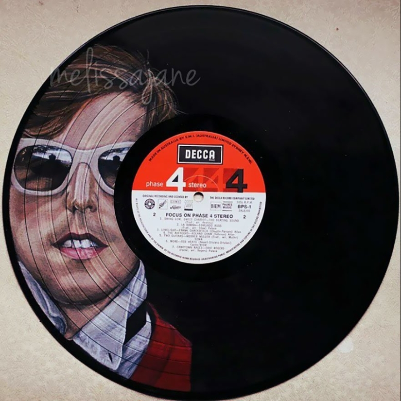 The artist turns old vinyl records into works of art