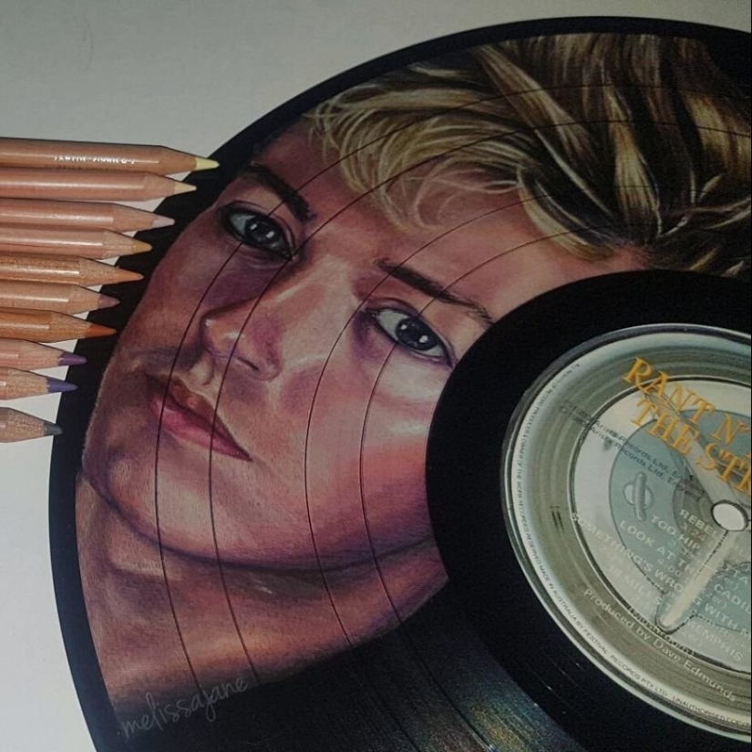 The artist turns old vinyl records into works of art